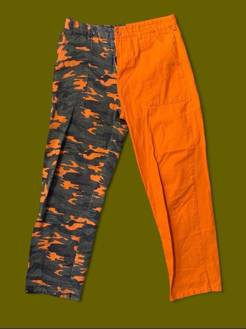 Fashion Nova Orange Split Camo Cargo Pants